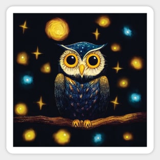 Owl on a Starry Night Sticker